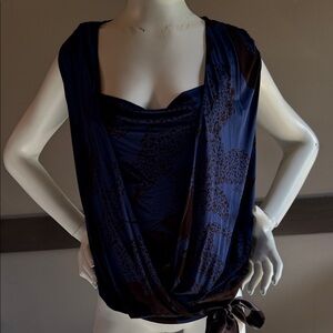 Vintage Max Mara Draped Wrap Top | Y2K Italian Designer Sleeveless Cowl Blouse